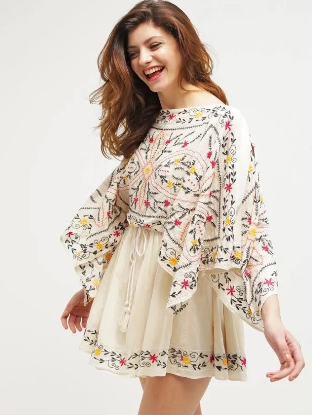 Free People Frida Embroidered Boho Mini Dress
